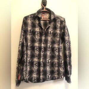 Black and Gray Plaid Casual Button Down Shirt